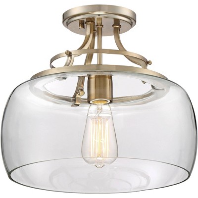 Charleston Brass and Clear Glass Drum Semi Flush Mount