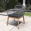 Moda Furnishings 2pcs Outdoor Acacia Wood Rope Weaving Chair With Black Cushions - 2 of 4