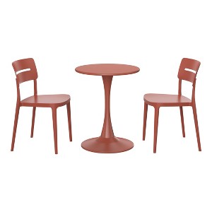 WestinTrends Playa 3-Piece Outdoor Round Metal Patio Dining Table Set With Stackable Patio Chairs - 1 of 4