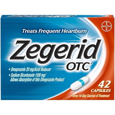 Zegerid OTC Omeprazole 20mg and Sodium Bicarbonate Acid Reducer for Frequent Heartburn Capsules - 42ct