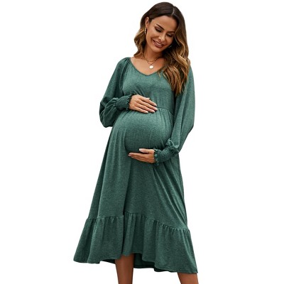 Clearlove Women's Maternity Dress Ruffle Long Sleeve Pregnancy Clothes