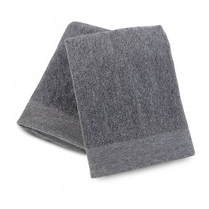 2pc Melange Viscose from Bamboo Cotton Hand Towel Set Charcoal - BedVoyage - 1 of 4