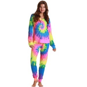 #followme Tie Dye 2 Piece Jogger Thermal Pajama Set for Women 6862-10575-XXL - 1 of 3