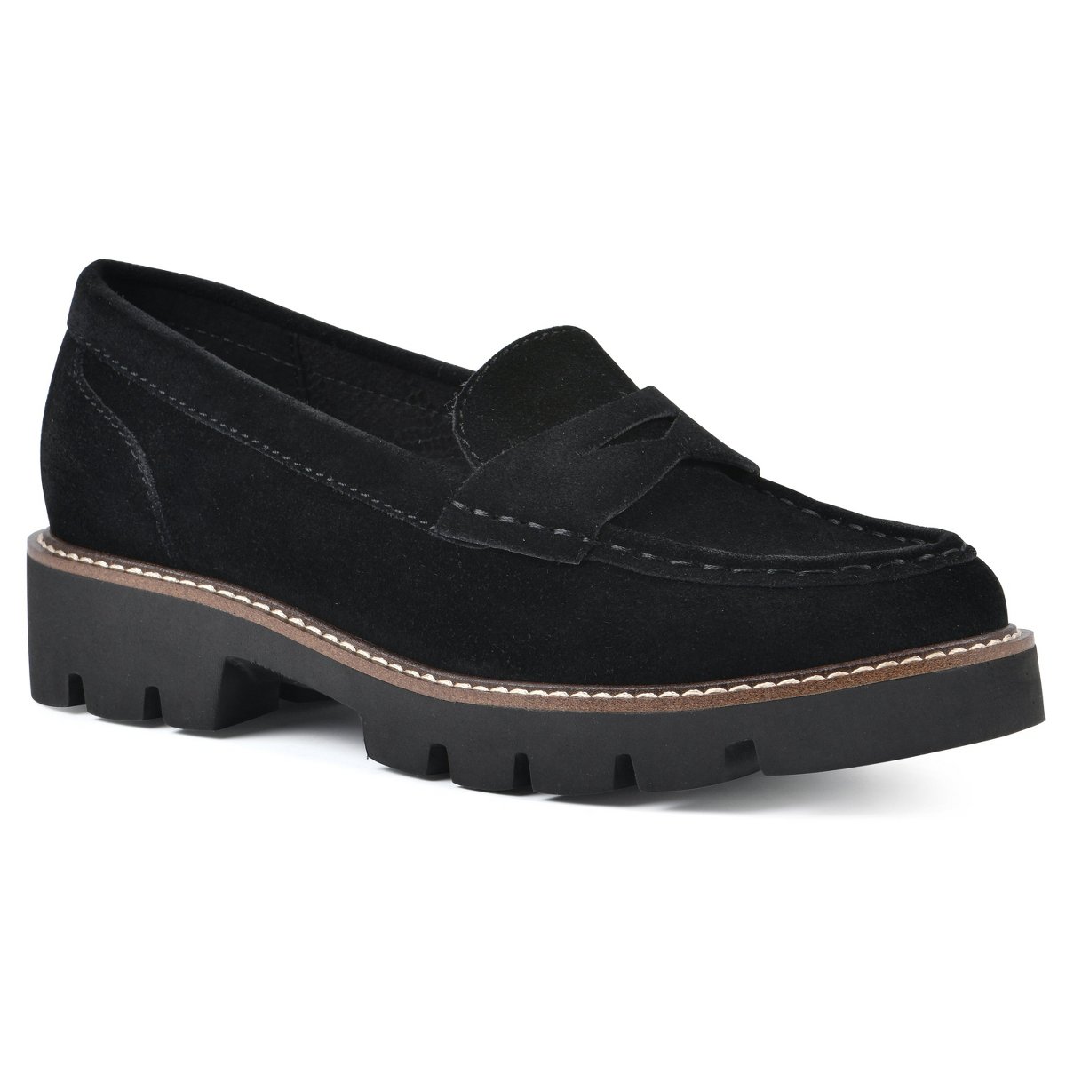 Женские туфли White Mountain Women's Gunner Lug Sole Loafer, Black Patent, 8 — фото 8