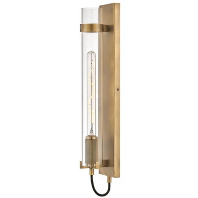 Ryden Heritage Brass Cylinder Sconce with Clear Glass Shade