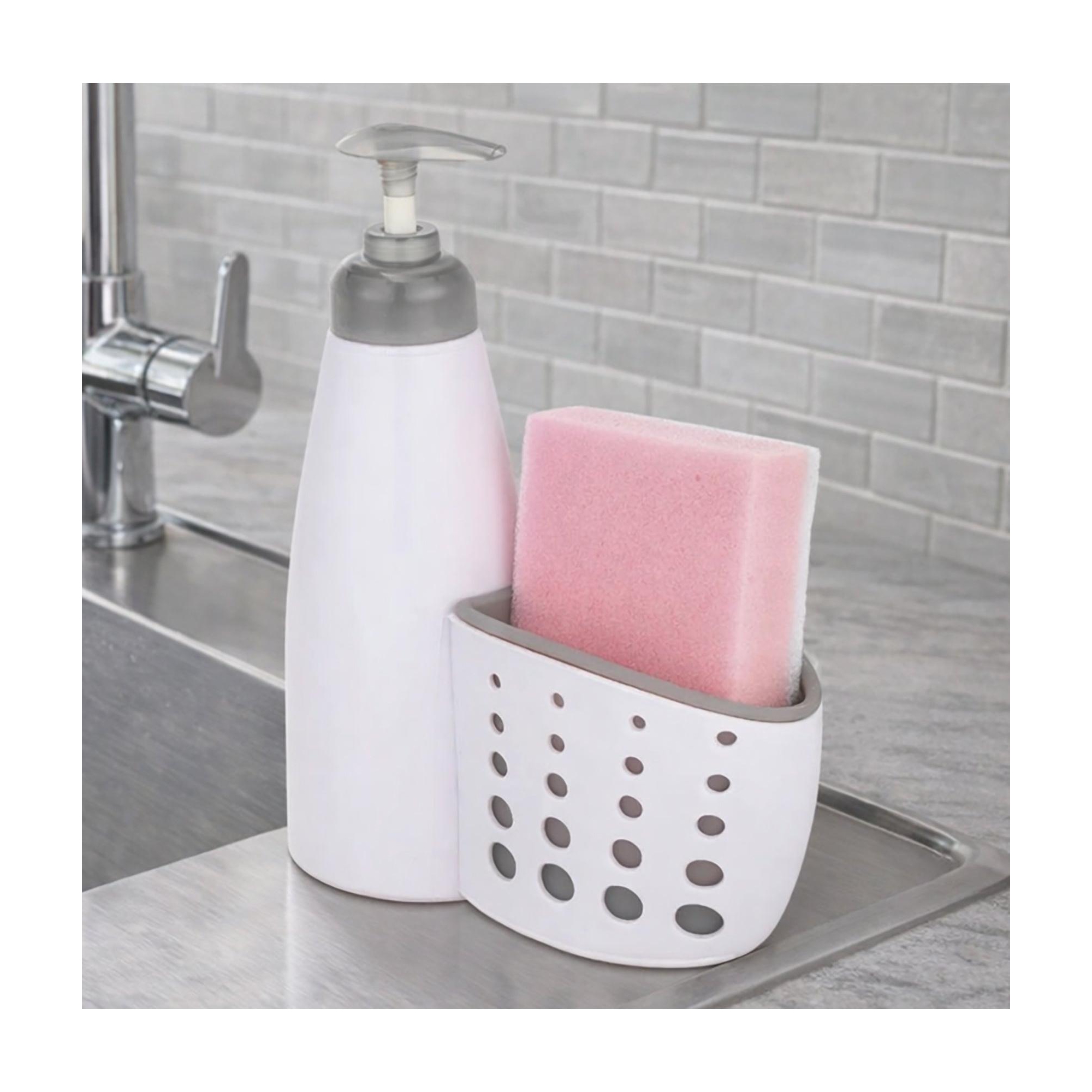 Home Mart Goods White Grey Plastic Kitchen Liquid Soap Dispenser Caddy