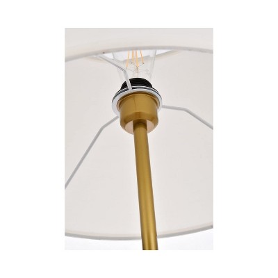 Adjustable Ines Black Brass Floor Lamp with White Fabric Shade
