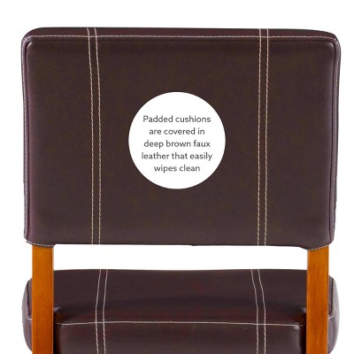 Milano 24" Medium Walnut and Dark Brown Faux Leather Counter Stool