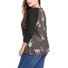 Agnes Orinda Women's Plus Size Round Neck 3/4 Raglan Sleeves Floral Printed Dressy Casual Peasant Tops - 4 of 4
