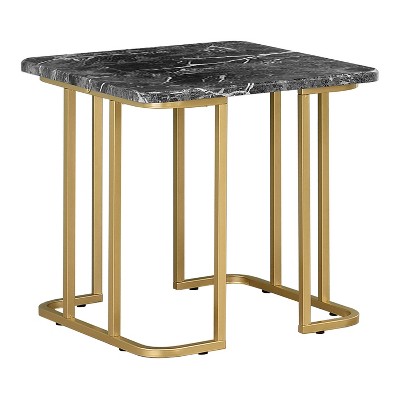 Trillick Faux Marble Top End Table Gold/Black - miBasics