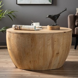31.5" Fir & MDF Barrel Coffee Table w/ Storage - 1 of 4