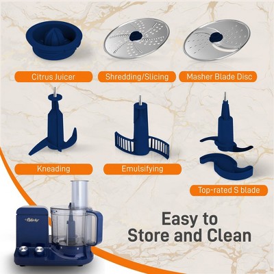 NutriChef Royal Blue Multifunction Food Processor with 2L Capacity