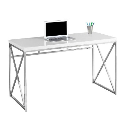 Monarch Specialties 48-Inch Modern Home Office Computer Desk, Glossy White