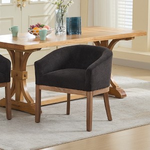 Sapphtopaz Mid-Century Modern Low Back Dining Chairs Single Pack, Armchair Accent Chairs, Linen Kitchen Chairs with Armrests & Hardwood Frame - 1 of 4