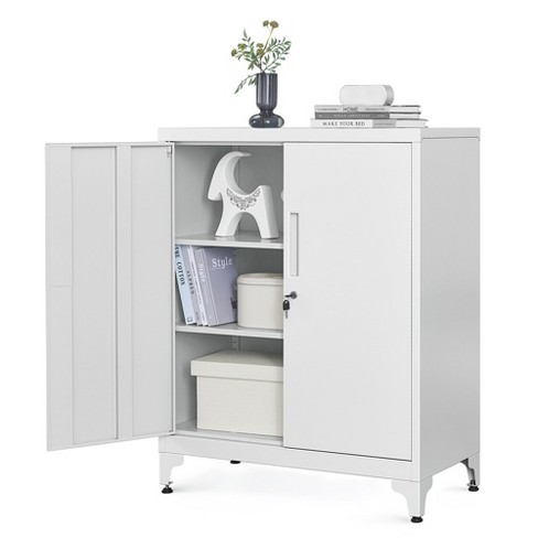 Sterilite Adjustable 4-Shelf Storage Cabinet with Doors, Gray | 01423V01