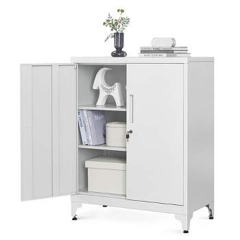 SONGMICS Office Cabinet Garage Cabinet, Metal Storage Cabinet with Doors and Shelves