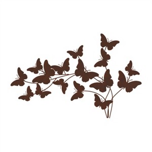 HomeRoots 18" X 29" Brown Metal Butterflies Hanging Dimensional Sculpture - 1 of 4