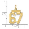 Black Bow Jewelry 14k Yellow Gold, Jersey Collection, Small Number 67 Pendant - 4 of 4