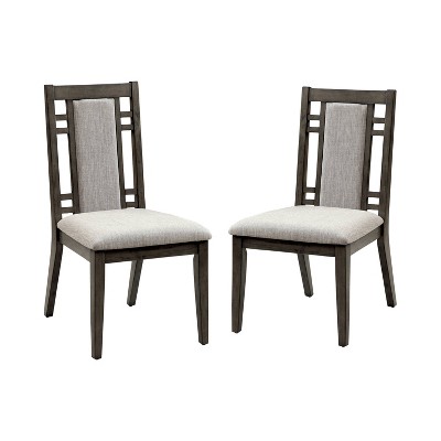  Set of 2 Johnson Modern Padded Fabric Side Dining Chair Gray - HOMES: Inside + Out 