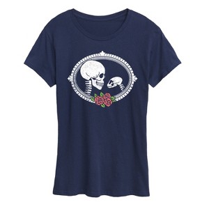 Women's - Instant Message - Human And Cat Skull Short Sleeve Graphic T-Shirt - 1 of 4