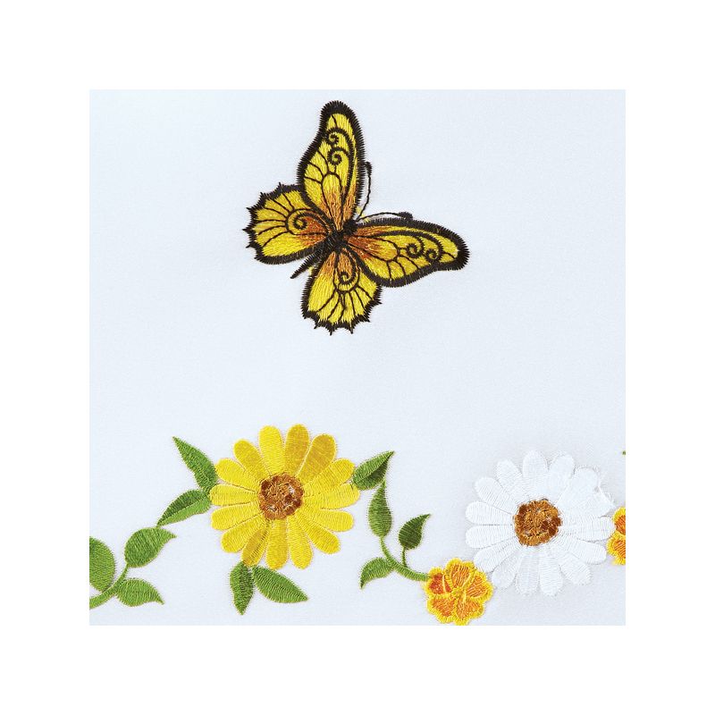Collections Etc Embroidered Yellow Daisies & Butterflies Window Curtains, 3 of 4