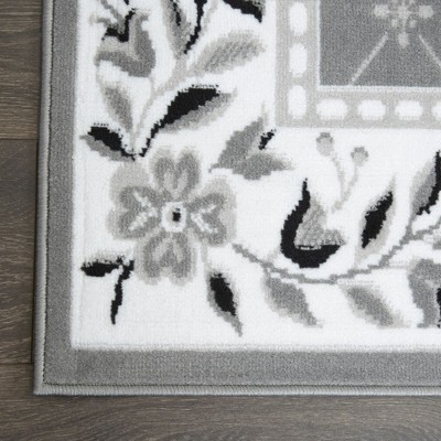Gray Rectangular Stain-Resistant Synthetic Area Rug 36" x 22"