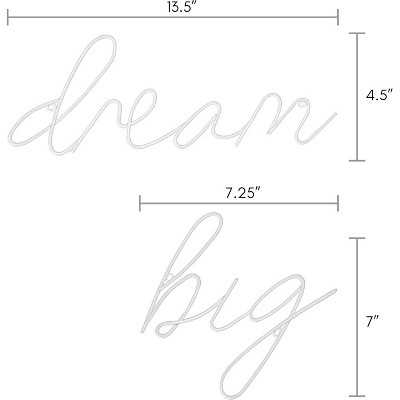 White Iron Dream Big Metal Line Art Wall Sculpture