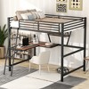 Full Size Loft Metal Bed With Desk And Shelves - ModernLuxe - 2 of 4