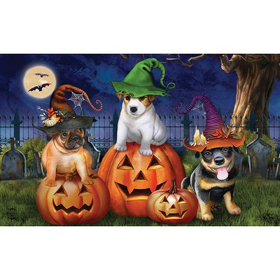 Spooky Pups Halloween Rubber Outdoor Doormat 30" x 18"