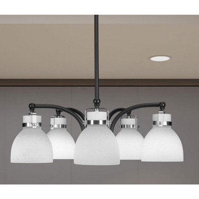 Toltec Lighting Easton 5 - Light Chandelier in  Matte Black/Brushed Nickel with 6'' White Muslin Shade