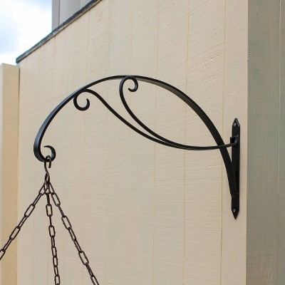 Black Steel Scroll Bracket for Large Hanging Baskets