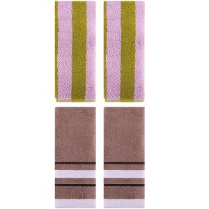 REGALWOVEN 4 Pcs Soft Absorbent Stripe Bathroom Hand Towel for Home - 1 of 4