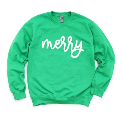 Simply Sage Market Women's Graphic Sweatshirt Merry Bold Cursive Puff Print