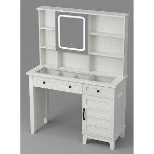 Makeup Vanity with Mirror, 42" Glass Countertop Vanity, Equipped with a Charging Station, Suitable for Bedroom or Dressing Room - 1 of 4