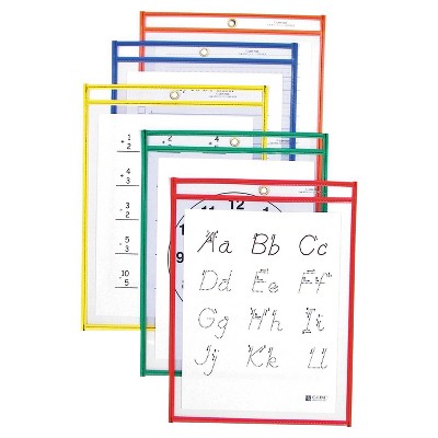 C-Line 25ct 9" x 12" Reusable Dry Erase Pockets - Primary Colors