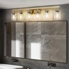 37" Golden 6-Light Vanity Light with Clear Glass Shades, Modern Iron Metal Bathroom Wall Fixture Ideal for Bathroom and Dressing Table (No Bulbs) - 3 of 4
