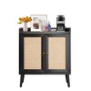 MAYEERTY Black 152630" Rattan Sideboard Buffet & Liquor Bar - Dining Room, Hallway - 4 of 4