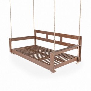 Gulches Patio Swings: Twin Size Porch Swing Daybed with 118-Inch Ropes, Black/Brown/White/Natural Finish - 1 of 4
