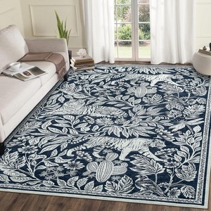 Washable Jungle Runner Rug, Non Slip Low Pile Stain Resistant Hallway Carpet for Kitchen, Entryway, Bedroom, Indoor Decor - 1 of 4