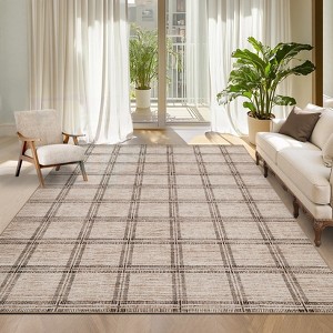 Garvee Area Rugs for Living Room Bedroom Modern Geometric Checkered Rug Non-Slip Stain-Resistant Carpet - 1 of 4