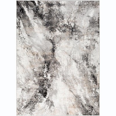 Mark & Day Guthrie Center 6'7"x9' Rectangle Woven Indoor Area Rugs Charcoal: Modern Marble Pattern, Stain-Resistant, Pet Friendly