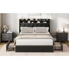 Upholstered Platform Bed Frame with 2-Tier Storage Headboard, Black Velvet Tufted Bed with 4 Storage Drawers & Nailhead Trim - 3 of 4