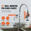 VEVOR Wall-Mounted Kitchen Faucet, 25" Tall, 8" Center Distance, 12" Rotatable Spout,Includes Pre-Rinse Spray, Brass Build,Pull-Down Feature, Silver - 3 of 4
