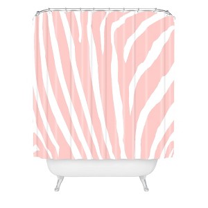 Natalie Baca Zebra Striped Rose Quartz Shower Curtain Pink - Deny Designs: Microfiber, Buttonhole Top, Machine Washable - 1 of 4