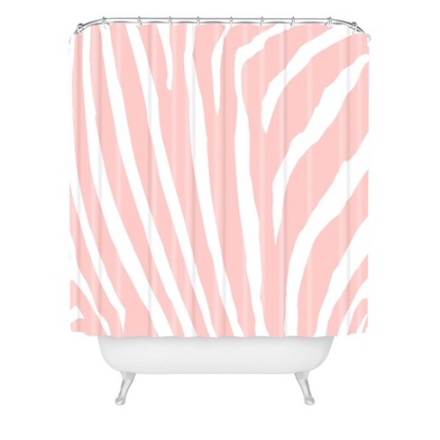 Natalie Baca Zebra Striped Rose Quartz Shower Curtain Pink - Deny Designs: Microfiber, Buttonhole Top, Machine Washable - image 1 of 4