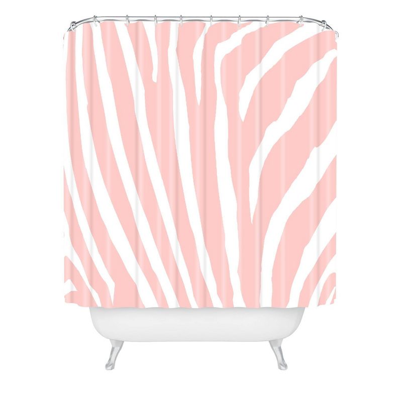 Natalie Baca Zebra Striped Rose Quartz Shower Curtain Pink - Deny Designs, 1 of 7