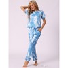 cheibear Women's Soft Tie Dye T-shirt with Pants Pajama Set 2 Pcs - image 2 of 4