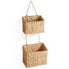 Casafield 2-Tier Hanging Storage Basket Set, Natural Water Hyacinth Wall Basket, Boho Organizer for Kitchen Pantry, Home Office, Entryway, Bathroom - 3 of 4