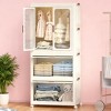 Portable Wardrobe Closet Organizer for Clothes with Magnetic Doors, 4 Cubes&Hanging Rod, Includes 10 Hangers, Baby Storage Cabinet and Dresser, White - 2 of 4