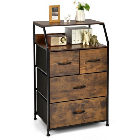 Costway 7-Drawer Storage Dresser 3-Tier Organizer Tower Steel Frame Wooden  Top